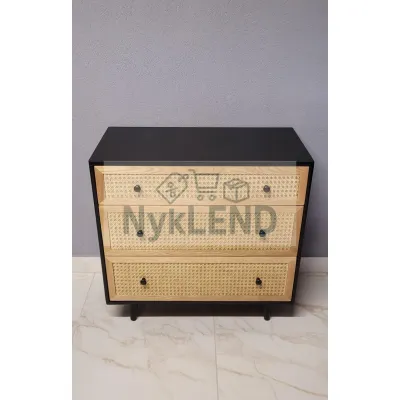 Komoda z frontami z efektem plecionego rattanu
