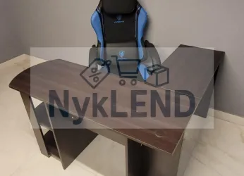 Biurko narożne stół komputerowy z fotelem gamingowym